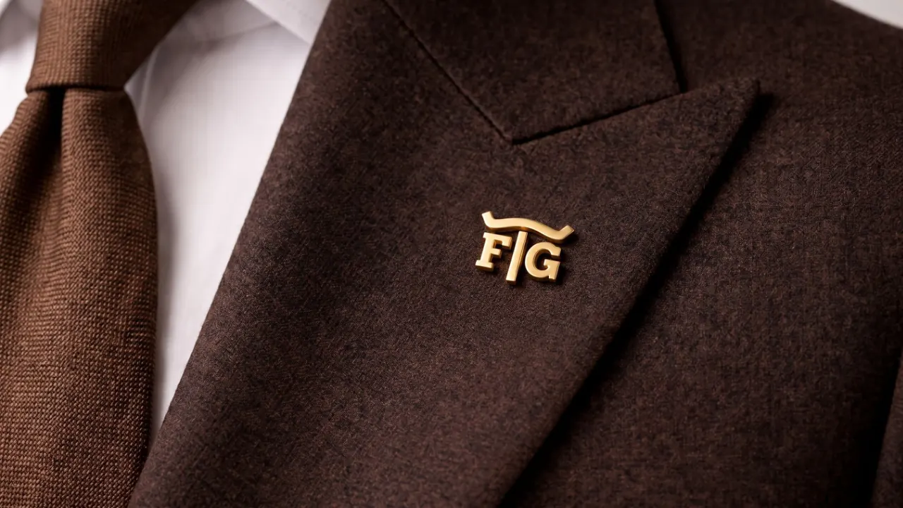 Broche dourado FTG na lapela